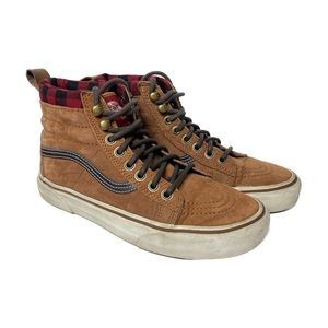 Vans Sk8 Hi MTE Glazed Ginger 5.5 Marshmallow Suede Sneaker Buffalo Plaid Lined